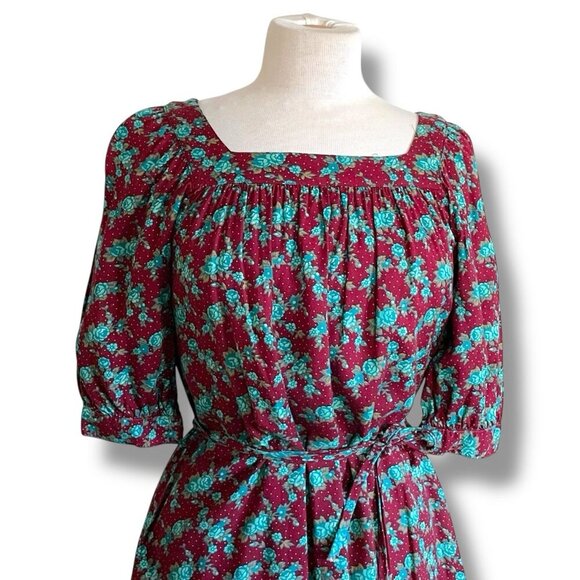 Vintage 1970s Ilse Smith For Reuben Thomas Dress Sz Small Brown Floral Blouson - Picture 7 of 12